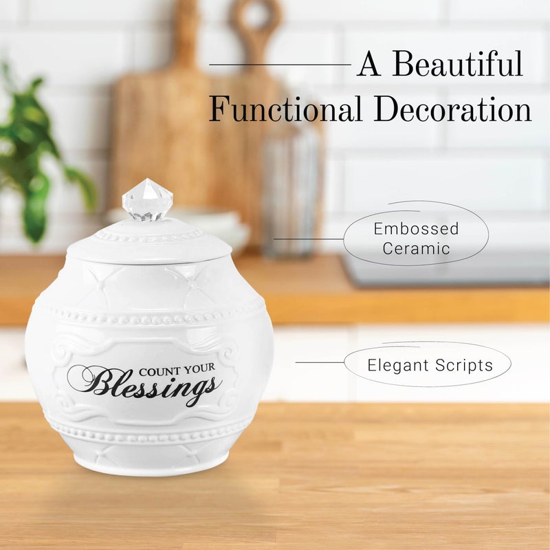 Young's Inc. Ceramic Jar with 36 Blessing Cards - 6" L x 6" W x 7" H - Spiritual Gifts for Women - Motivational Desk Decor - Image 3